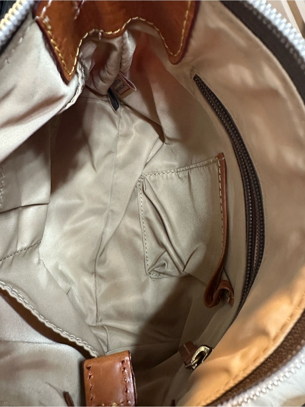 Dooney & Bourke Orange Shoulder Wristlet with Brown Strap - Picture 6 of 7